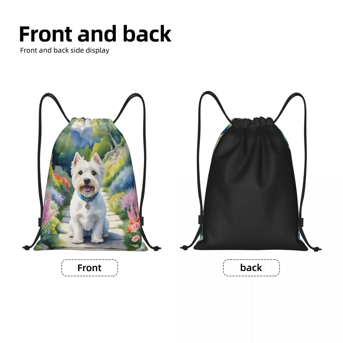 Custom West Highland White Terrier Drawstring Bag for Training Yoga Backpacks Men Women Westie Dog Sports Gym Sackpack