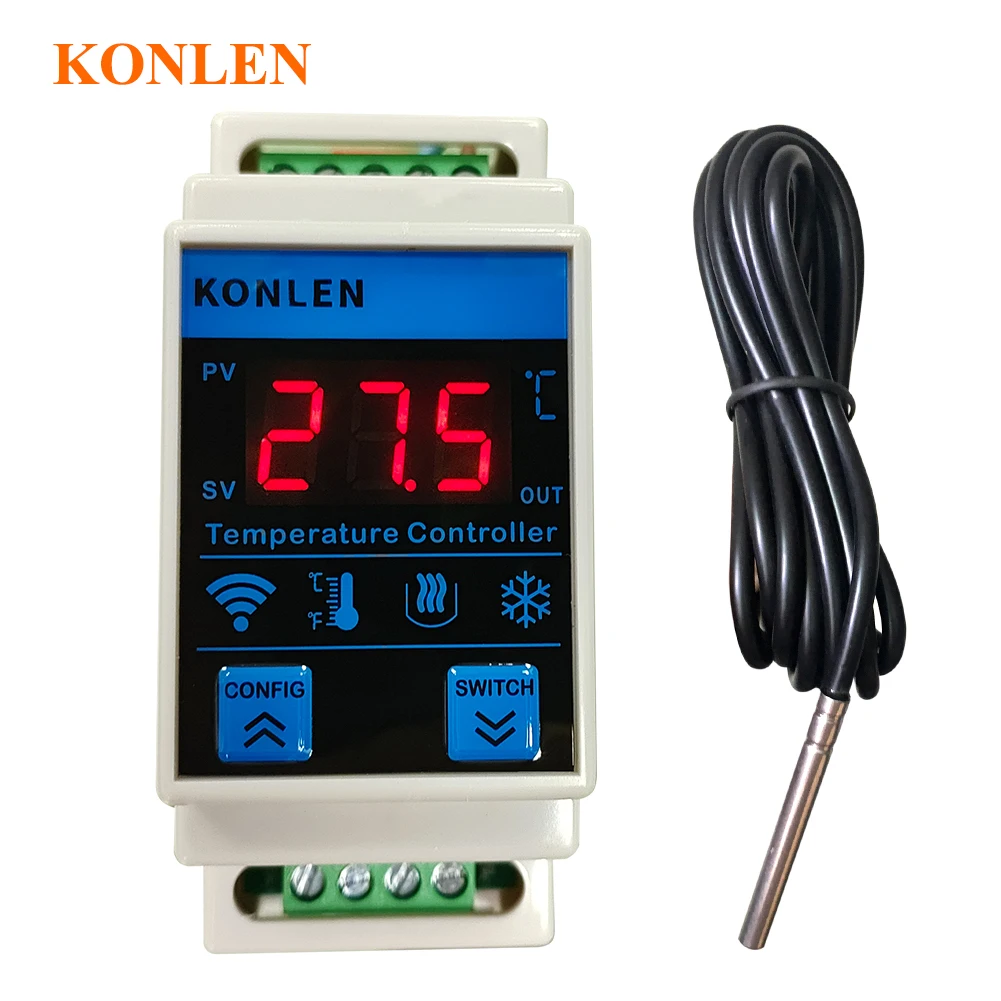 TONGOU Digitaler Temperaturregler Für Hutschiene DIN – Mit NTC-Sensor, 2-Kanal Dry-Contact, Kompatibel Mit TUYA/Smart Life App – Ideal Für Gewächshaus, Aquarium & Co.
