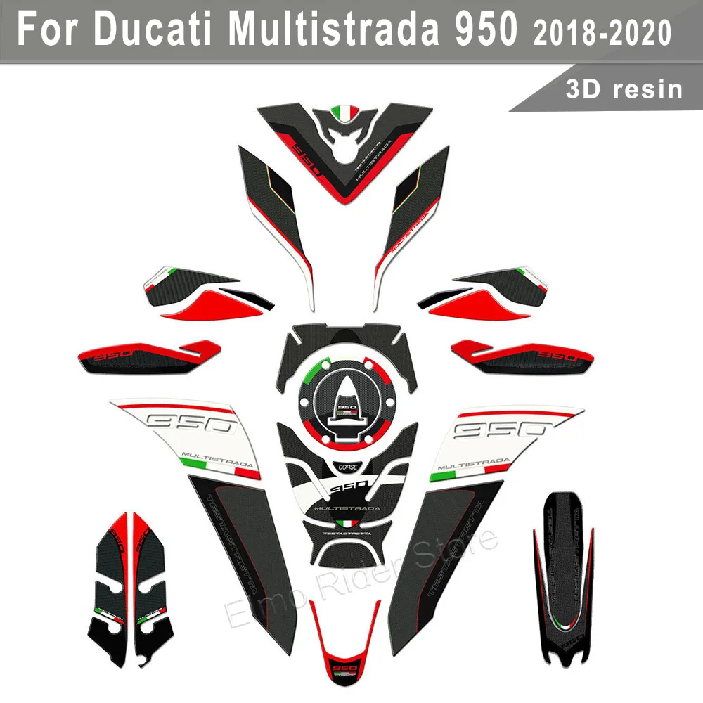 Fuel Tank Protection For Ducati Multistrada950 2018 2019 2020 Motorcycle 3D Resin Stickers Kit Waterproof Anti-scratch Protecto