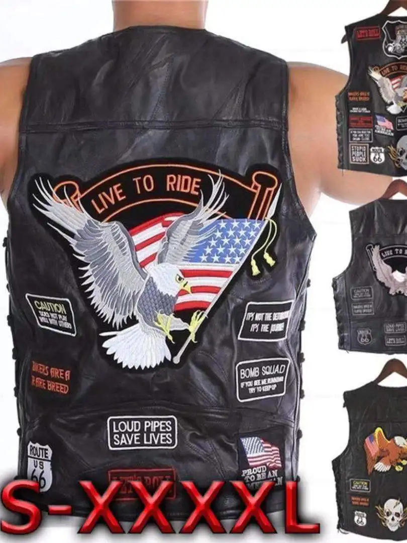 

Крутой мотоциклетный жилет из искусственной кожи с вышивкой в сетку, повседневный облегающий жилет для мужчин и женщин, V Ne Summer Faion