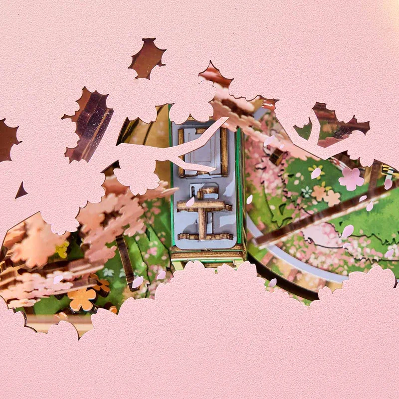 Robotime DIY Music Box Sakura Dreamy Tour 3D Wooden Puzzle Book
