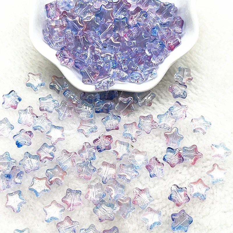 الخماسية نجمة ماتي الزجاج الخرز ، الملونة ، فاصل فضفاض ، صنع المجوهرات ، أساور اليدوية ، أقراط ، جديد ، 30 قطعة ، 8 مللي متر