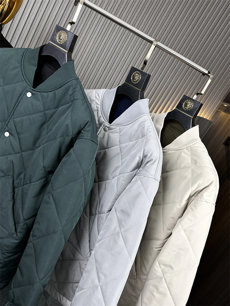 Outdoor Men's Pure Color Baseball Collar Jacket Japanese Style Cotton Padded Coat Thickened Double-Sided Wear CleanFit