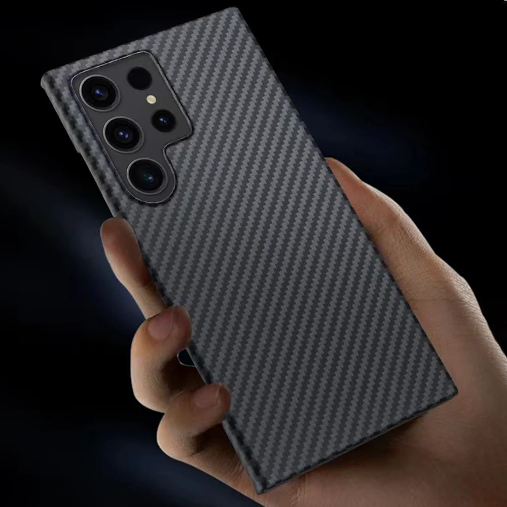 Commercial Kevlar Pure Carbon Fiber Phone Case For Samsung Galaxy S23 S24 Ultra Plus Ultra-Thin Aramid Fiber Shockproof Cover