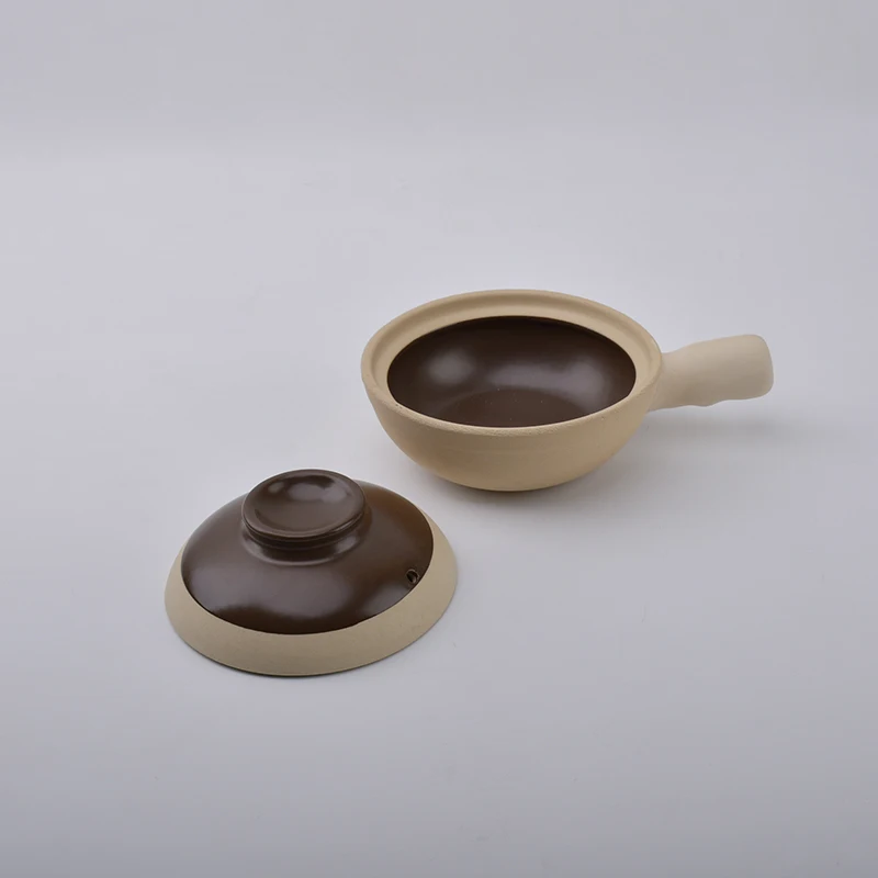 Restaurant and Home Single Handle Flat Bottom Clay Casserole Ceramic Pot High Temperature Cooking Pot