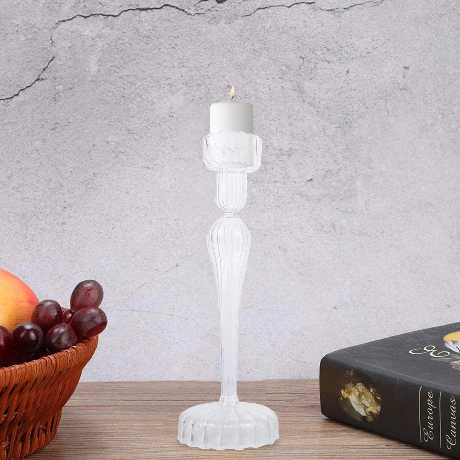 2 قطعة حوامل مخططة زجاجية شمعدانات قائمة إبداعية ديكور أنيق لحامل مخطط هووسورمينغ #5