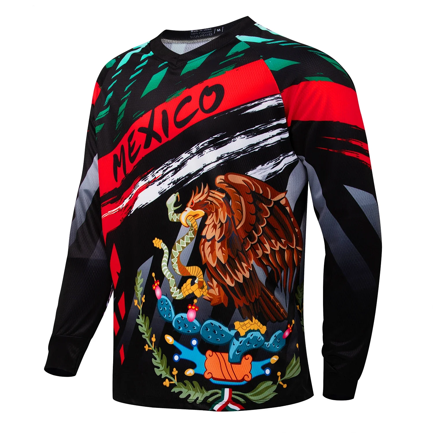 Mexico Downhill Cycling Long Sleeve Tee, Motorcycle Top, Quick Dry Breathable Fabric, For Mountain Biking & Outdoor Riding