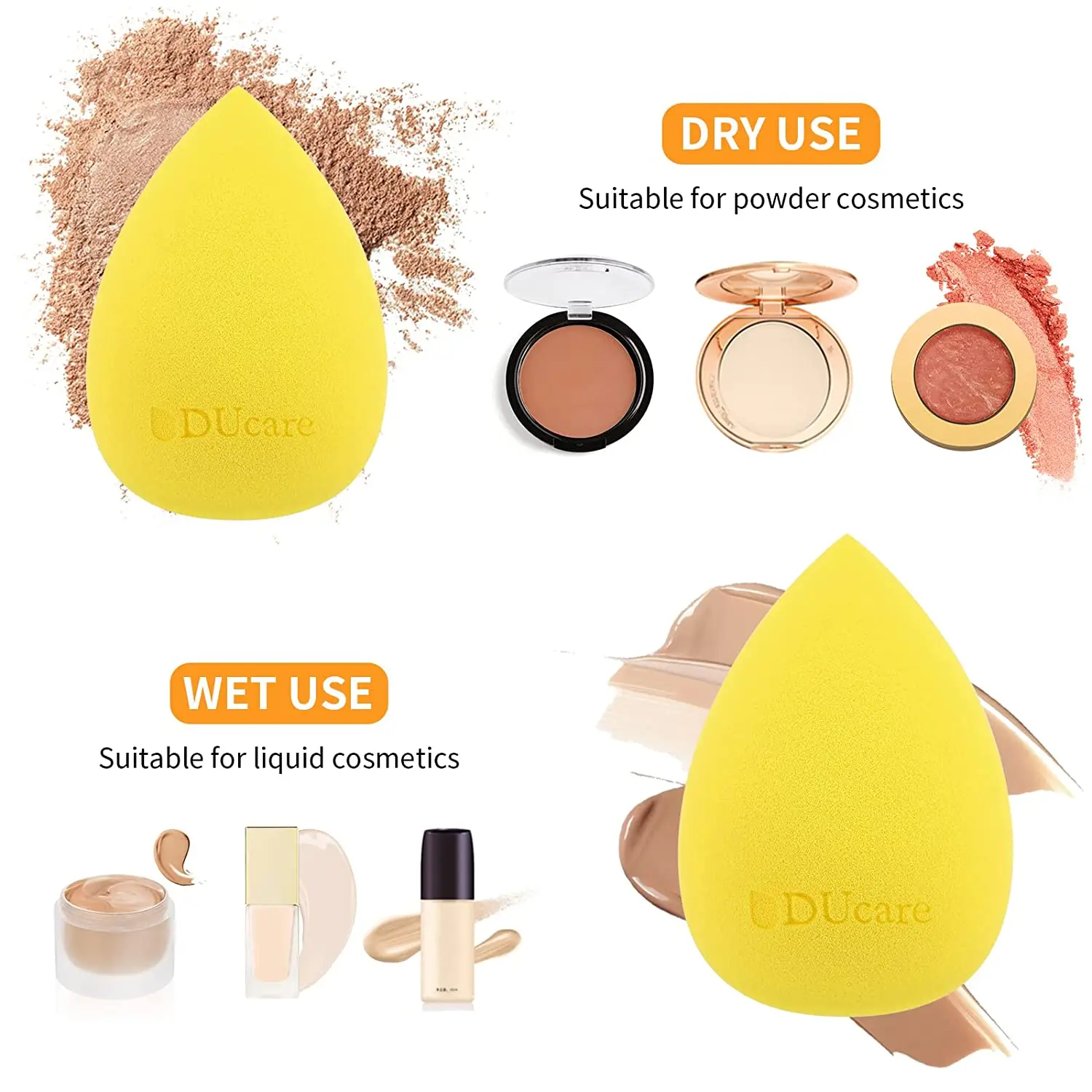 DUcare Foundation Brush with Makeup Sponge Flat Top Brush Synthetic Hair Liquid Blending Powder Beauty Makeup Cosmetic Blender