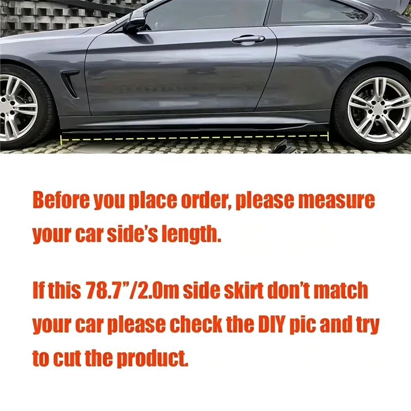 78.7inch/2m Sectional Side Skirt Extension Lips For Maserati GranTurismo M189 2023-2026 - Racing Side Spoiler Car Mod Body Kit