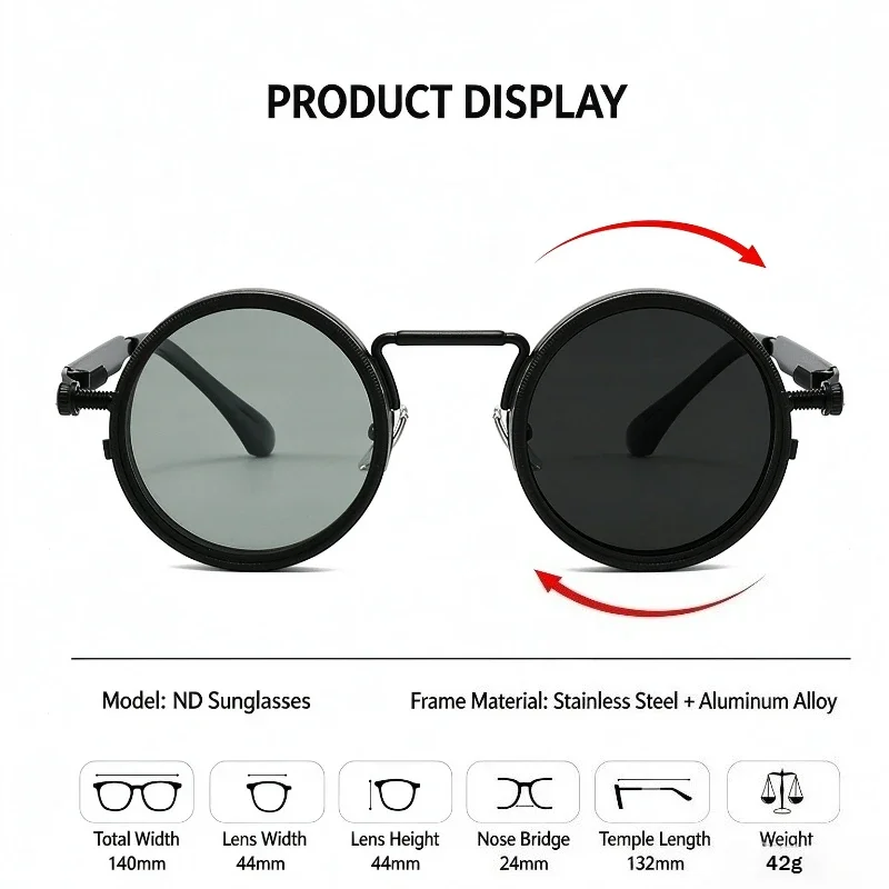 2026 Fashion New Unisex Handmade ND9 Level Sunglasses Stepless Rotating Filter Retro Polarized Sunglass Cycling Sports Glassees