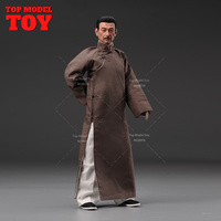1/6 Scale Zhou Shuren LuXun Head Sculpt Grey Robe Clothes Male Body Strong Muscle Figure Model 12\
