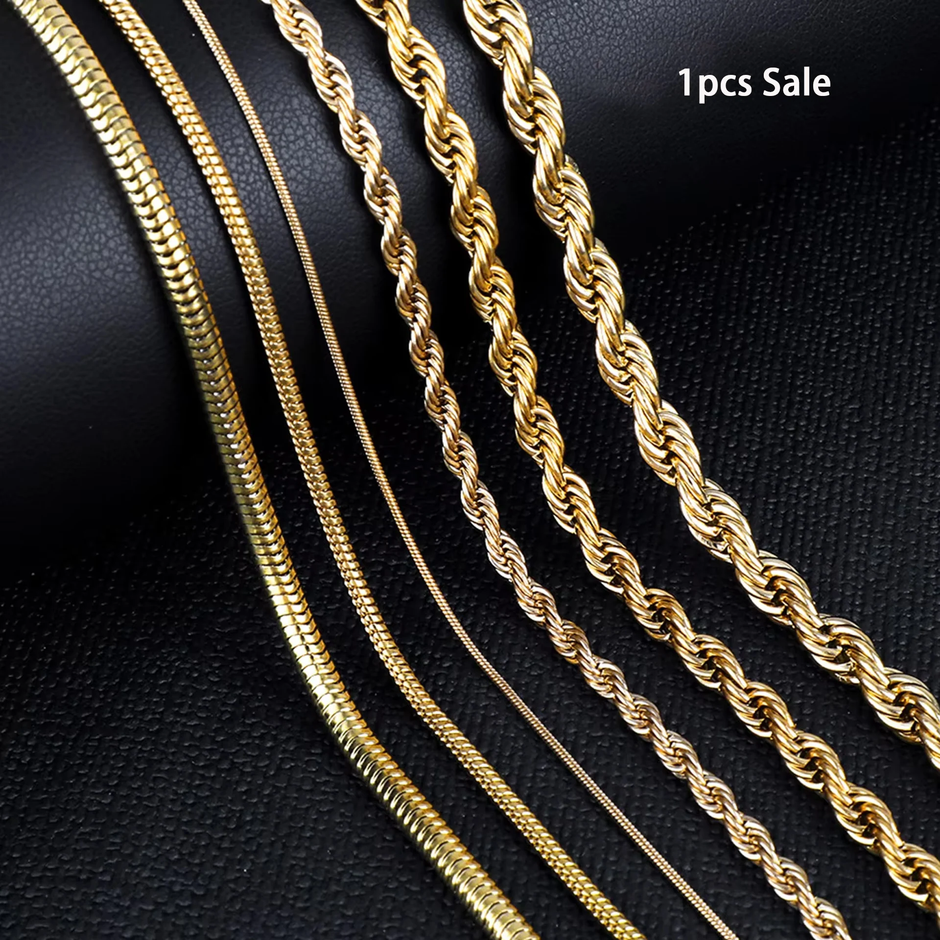 

1pcs/lot Gold Plated Stainless Steel Round Snake Chain Twist Rope Chain Necklace Accessories Waterproof Non-fading Jewelry