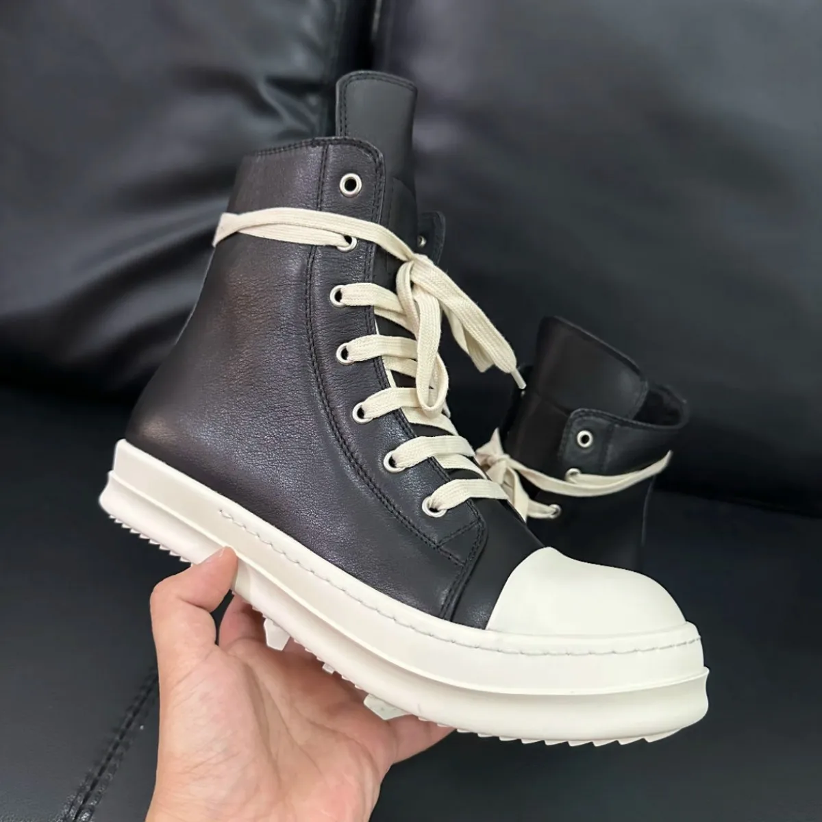 

Ro Boot Black Leather High Top Shoe Classic Designer Sneaker Men Shoes Zipper Women Ankle Boots Suede Casual Sneakers