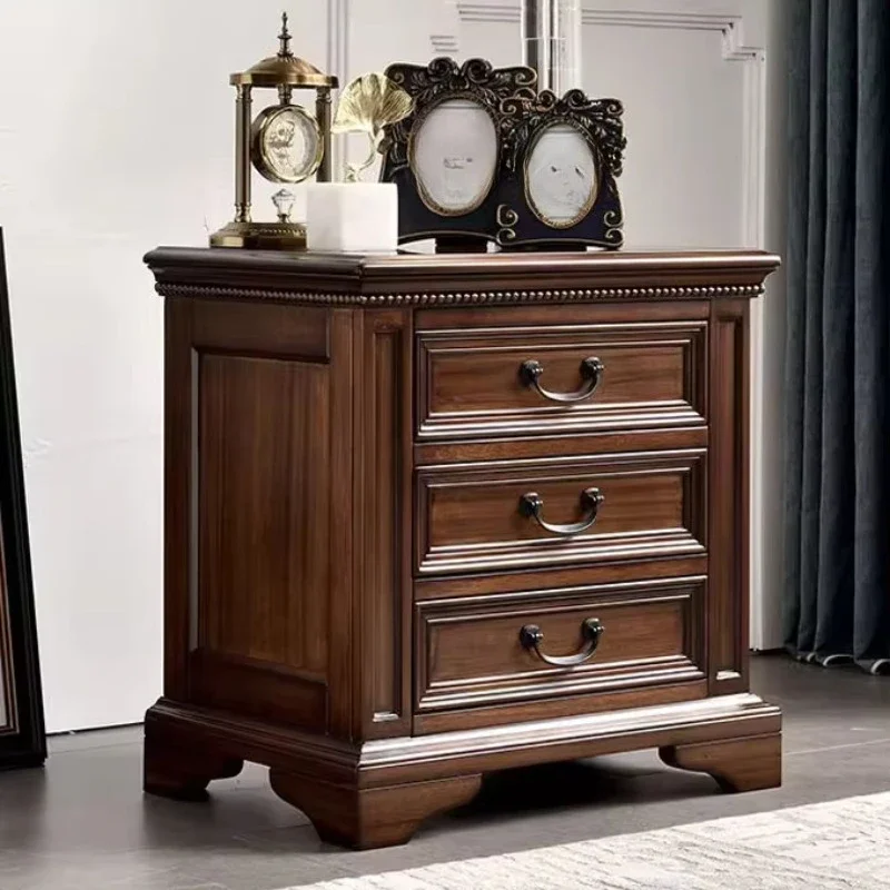 

American solid wood bedside table with 3 drawers, bedroom furniture side table