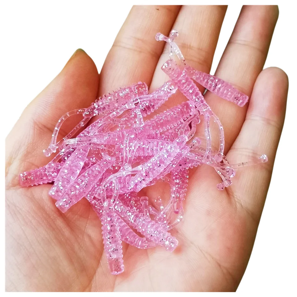 MUKUN 20PCS Micro Soft Fishing Lure 0.4g/40mm Rock Fishing Bait Soft Worm Wobbler Artificial Fishing Accessories