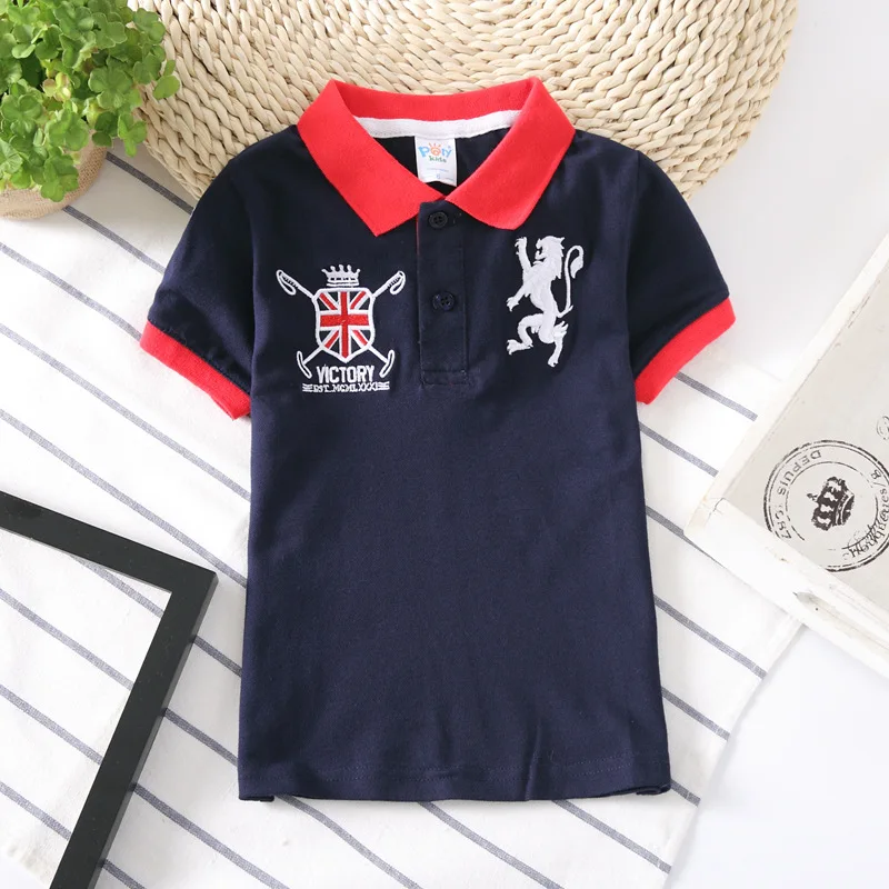 Summer Cotton Polo Kids Boys Tops Baby Boy Sports Polo Shirts Lapel Breathable Fabric Tee Fashion 2-14 Years Children Clothing