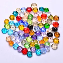 StreBelle 100PCS 2.5x5MM AAA Crystal Flat Bicone Bead Czech Loose Facet Glass Bead for DIY Jewelry Making Clothing Accessory