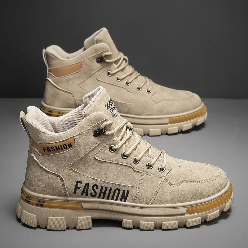 

Men's boots four seasons New soft-sole anti-slip comfort casual boots fashion youth Joker sports work boots high-top safety shoe