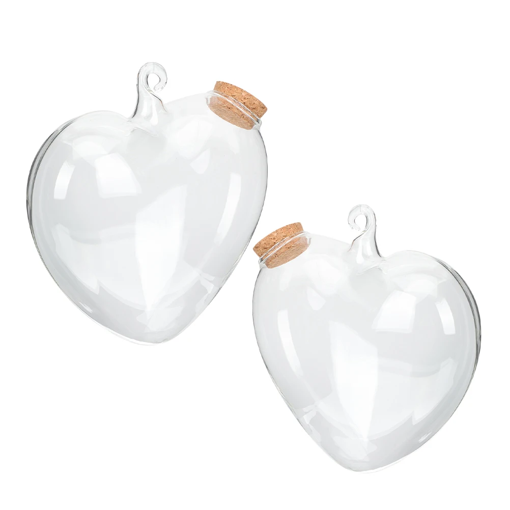 

2 Pcs Glass Landscape with Lids Vase Wooden Clear Water Bulk Lovers