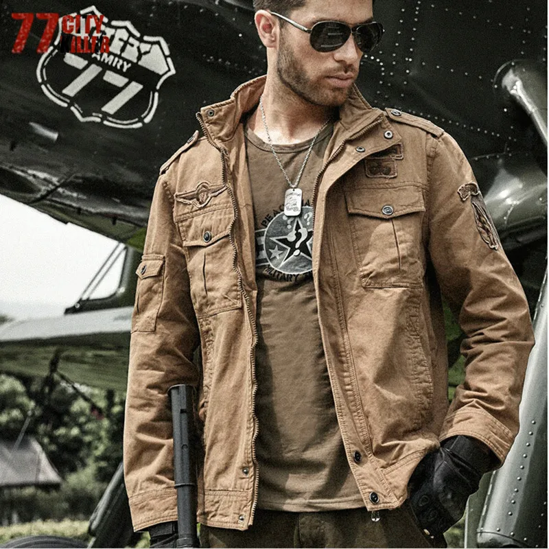 

77City Killer Bomber Jacket Men Plus Size 6XL Spring Autumn Military Outwear Tactical Pilots Jackets Hombre Jaqueta masculina