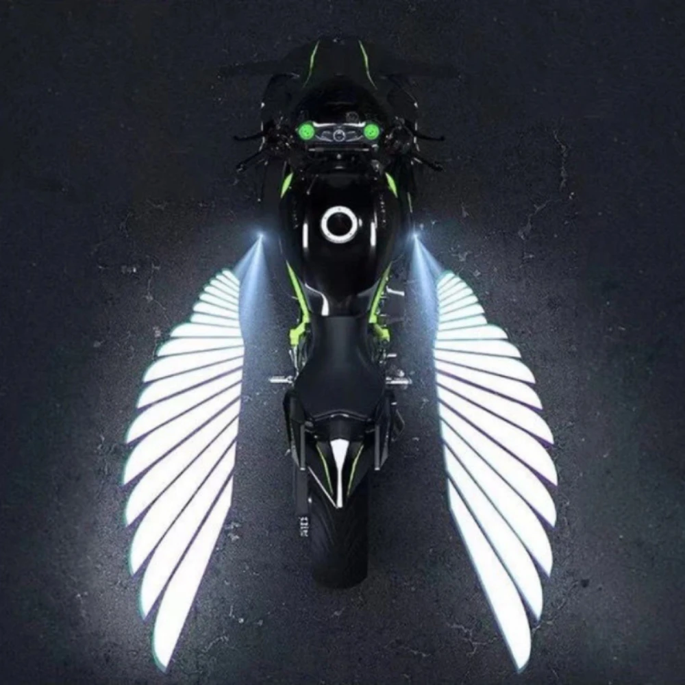 2 Pcs Wing Laser Spotlight Motorcycle Car Universal Angel Wings LED Modified Decorative Welcome Lights 12V Projector Lighting