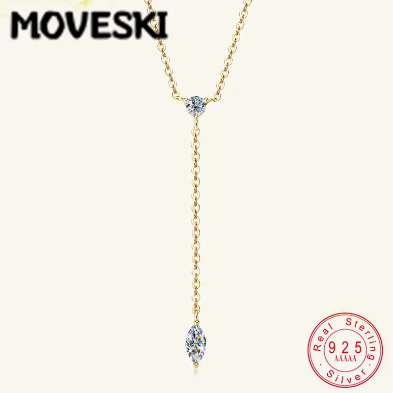 

Ожерелье MOVESKI из стерлингового серебра 925 пробы с круглыми и маркизными камнями из муассанита для женщин, изысканный свадебный подарок