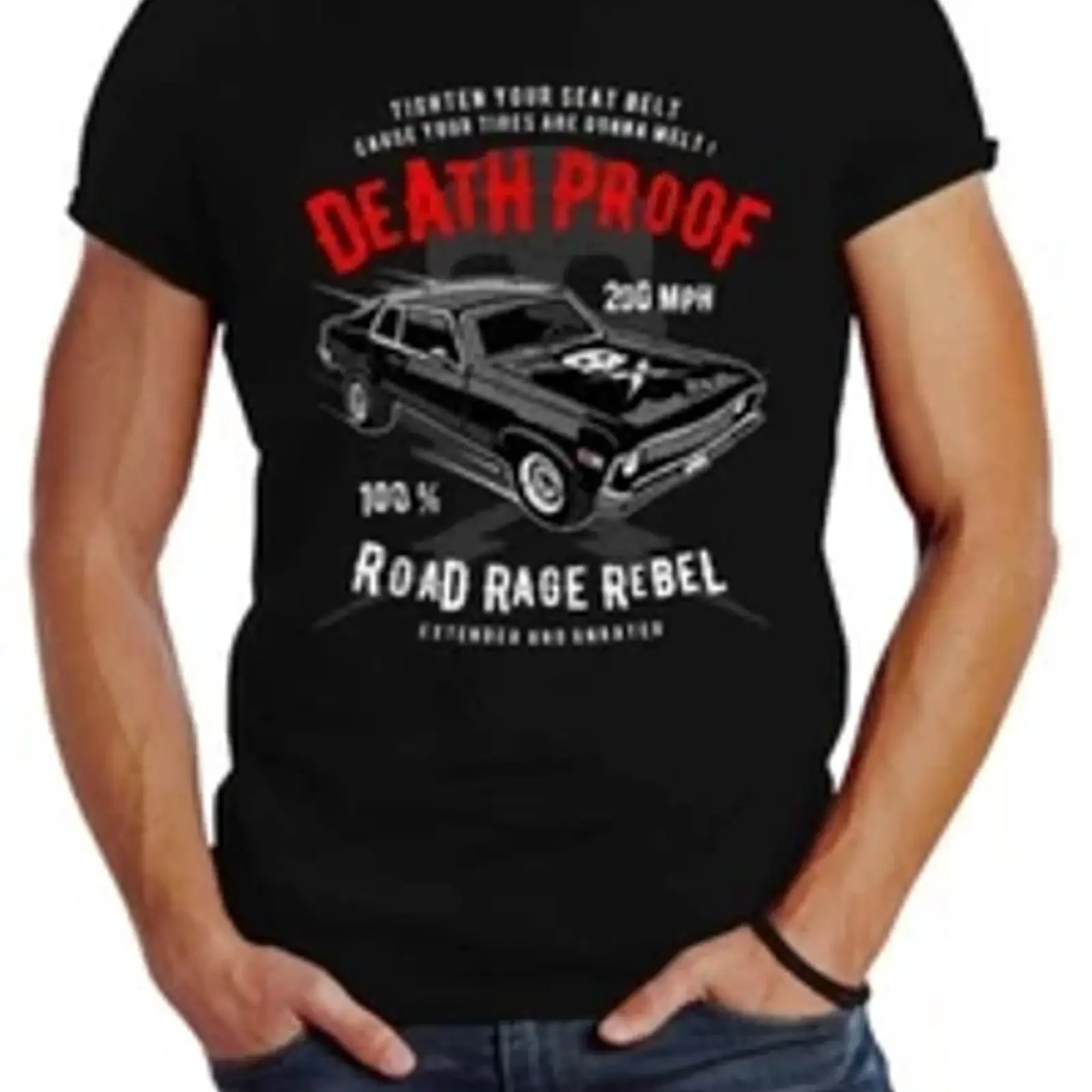 Men's T Shirt V8 Auto US Car Tuning Deathproof Neverless vintage Washed streetwear Stylish Top For Everyday Wear