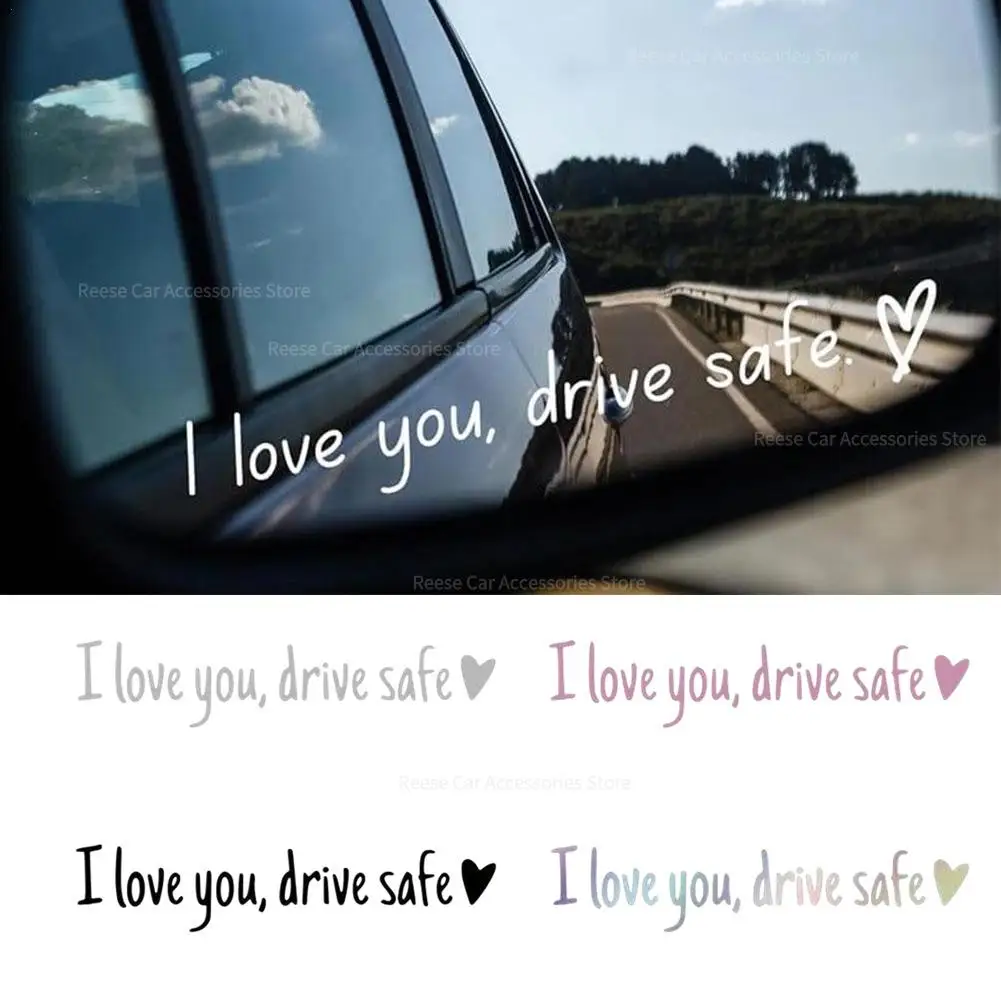 ملصق مرآة خلفي آمن للسيارة I Love You، ملصق Drive Safe I Love You لملحقات السيارة الداخلية لمرآة الرؤية الخلفية