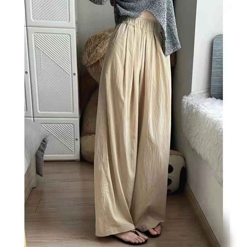 

Gidyq Fashion Folds Women Wide Leg Pants Japan Style Casual Streetwear Loose Pants Harajuku All Match Female Straight Trousers