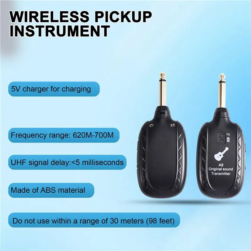 A89E-A8 Wireless Guitar System Transceiver For Electric Guitars And Basses Pickup Built-In Battery For Guitars Bass