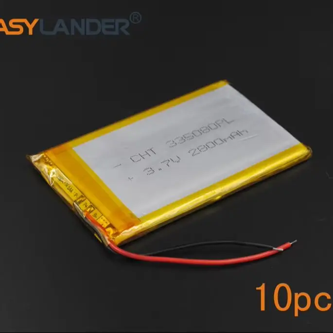 10 個 3.7V 2800mAh 305080   充電式リチウムリチウムイオンポリマー電池