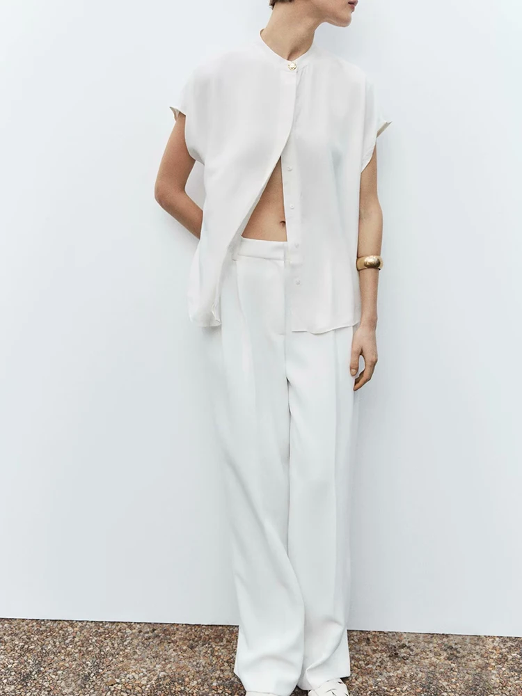 New Summer Women's Casual irt Pleated Drapey ort Sve round Ne Simple Commute Sle Top Quali Fabric Other 00%