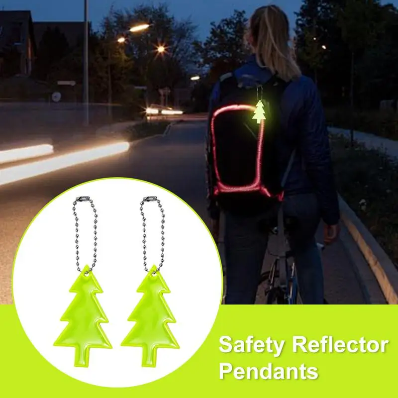 10PCS Christmas Tree Reflective Straps For Backpack Safety Reflective Clothing Keychain Pendant With Powerful Reflective Effect