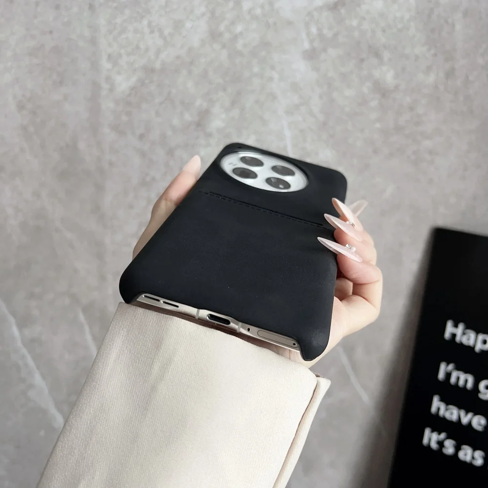 حريري جلد الغنم محفظة حمل بطاقات جراب هاتف ل OnePlus 13 13R 12 12R 11 11R ACE5 ACE2 ACE3Pro الأعمال غطاء مدرع مقاوم للصدمات