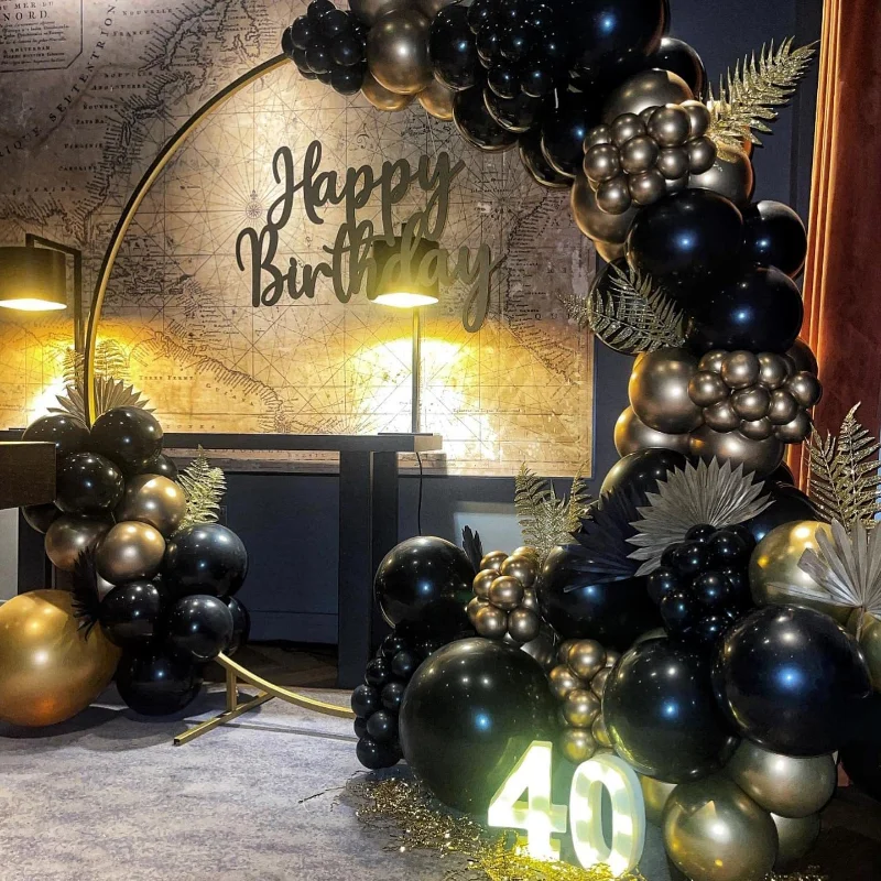 

Black Gold Balloon Garland Arch Kit Confetti Latex Baloon Graduation Happy 30th 40th Birthday Balloons Decor Wedding Favor