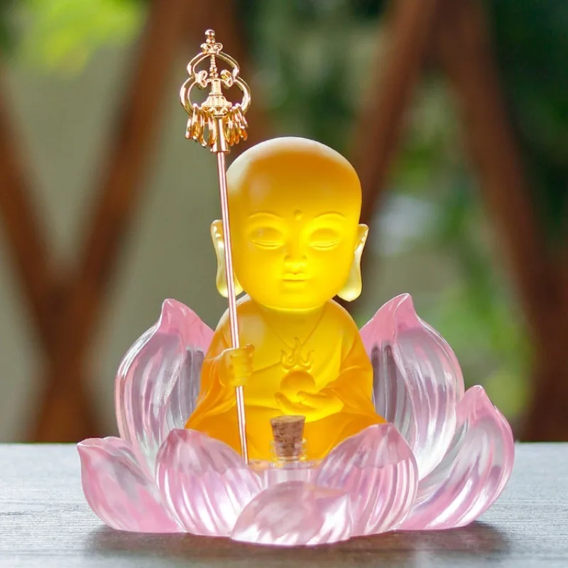 

Glazed Lotus Base Buddhist Hall Resin Handicraft Decoration Car Aromatherapy Decoration Zen Home Offering Incense Supplies