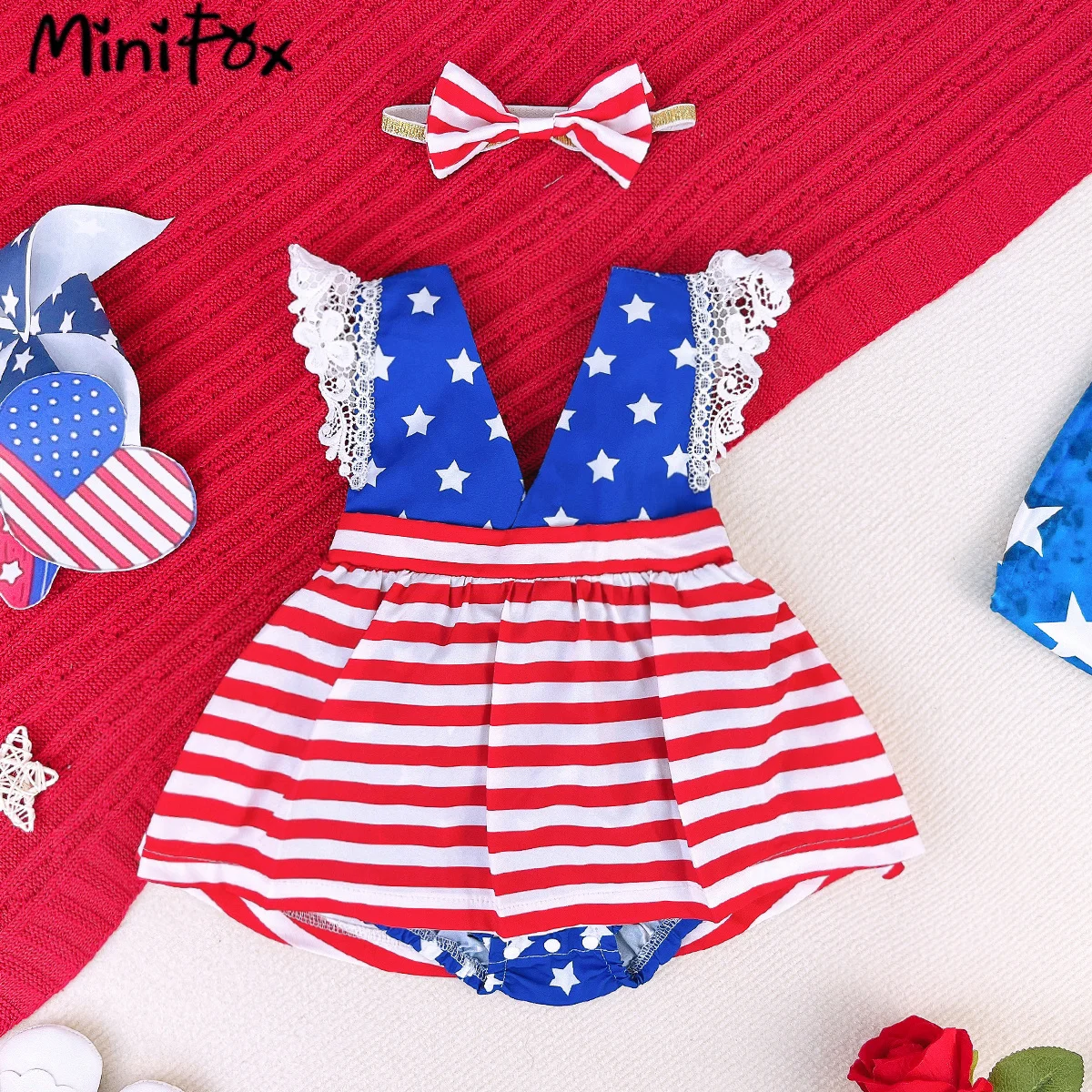 

Low Price Cheap Clothes Baby Girls Bodysuit Dresses For Newborns Summer V-neck Lace Stars Stripe Infants Onesies Newborn Clothes