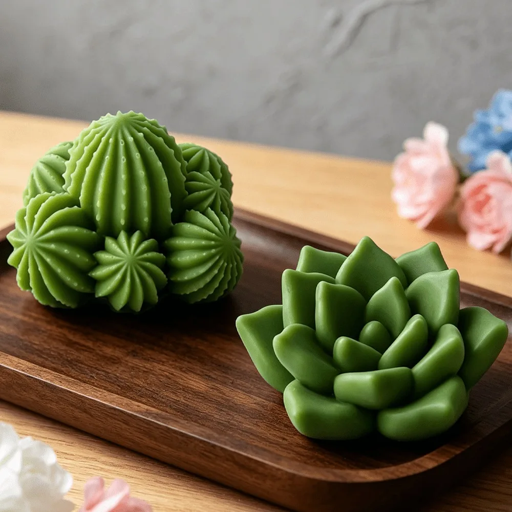 2-teiliges Set Sukkulenten-Blumen-Silikonform für Kerzen, Pflanzenform, Werkzeug für Seifen- und Harzherstellung, DIY-Dekoration, Geschenk für Hochzeit, Geburtstag, Party