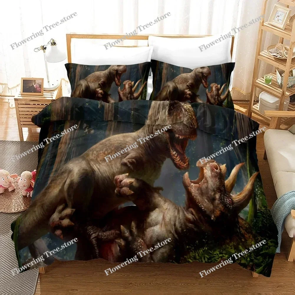 3D Dinosaur Duvet Cover Jurassic Bedding Set for Kids Boys Teen QueenKingFullTwin Microfiber Quilt Cover