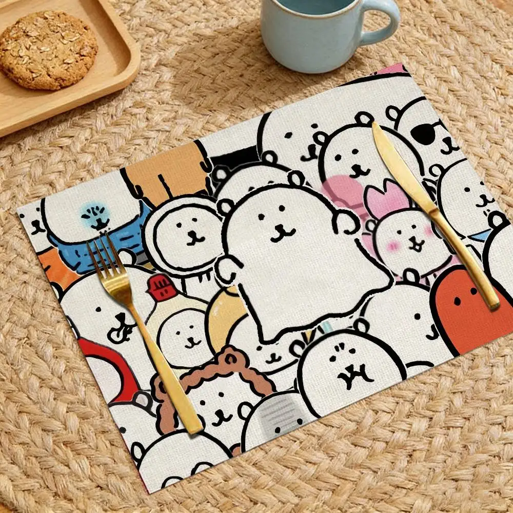 Manteles individuales de dibujos animados de osos Kawaii J-Jokes para comidas familiares, fiestas familiares, cafeterías, restaurantes informales