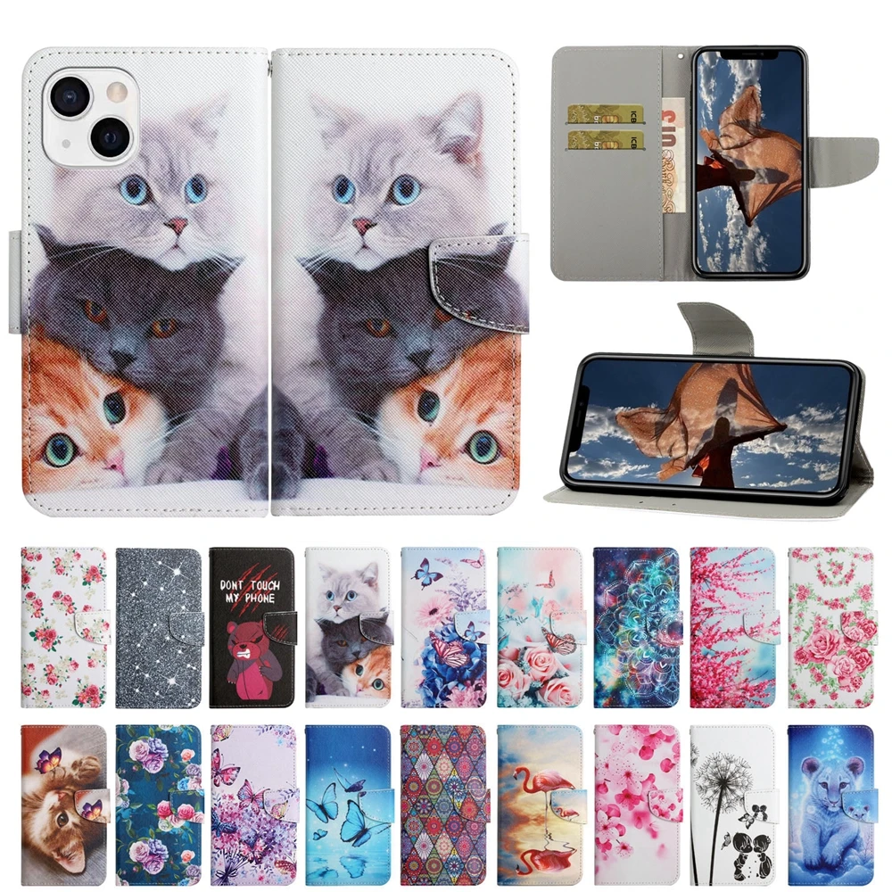 Leather Case for Funda LG K62 K42 K52 K92 K31 K51S K41S K61 K22 Plus Cases Cute Cat Butterfly Rose Flip Wallet Phone Cover Women