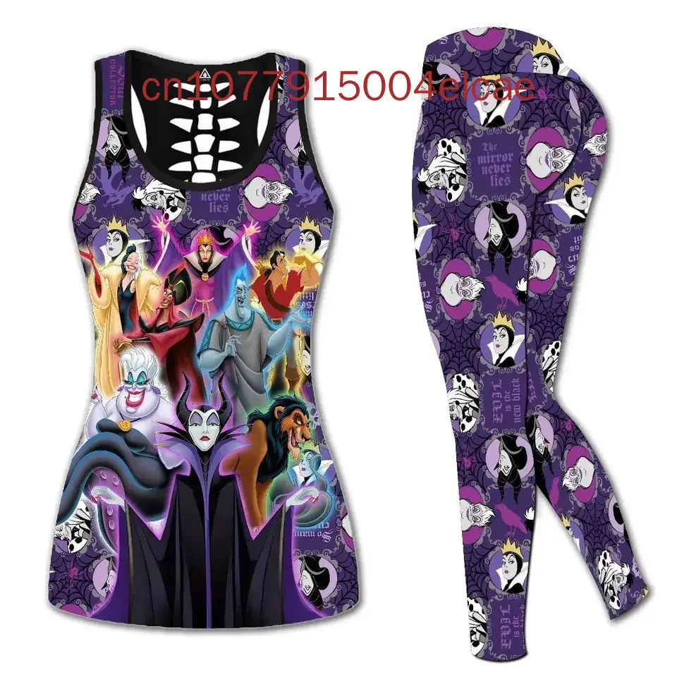 Disney rapunzel princesa livro feminino colete oco + leggings feminino bonito conjunto de yoga fitness leggings conjunto esportivo