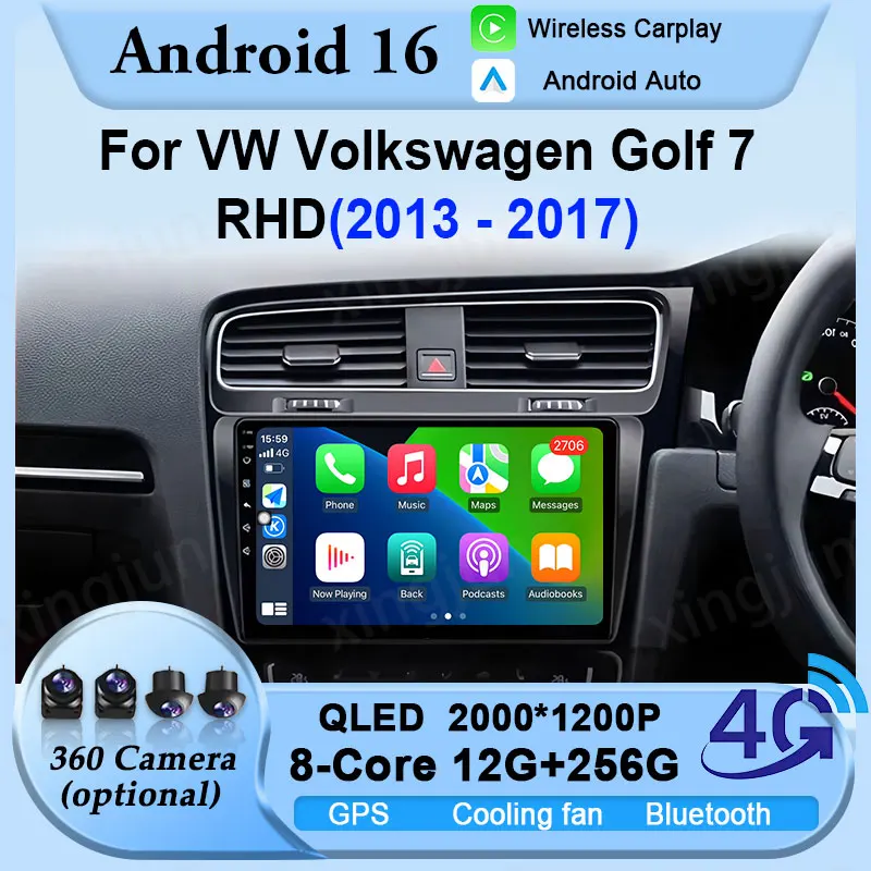 

Android 16 Auto For VW Volkswagen Golf 7 2013-2017 RHD Video Car Radio Audio Player 4G Bluetooth WiFi Navi GPS Carplay No 2 din