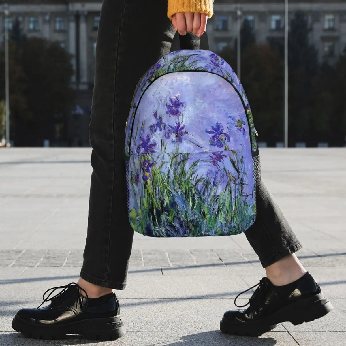 Claude Monet Lilac Irises 191 Backpack Student BookBag Men Women School Bag Computer Shoulder Bags view 2