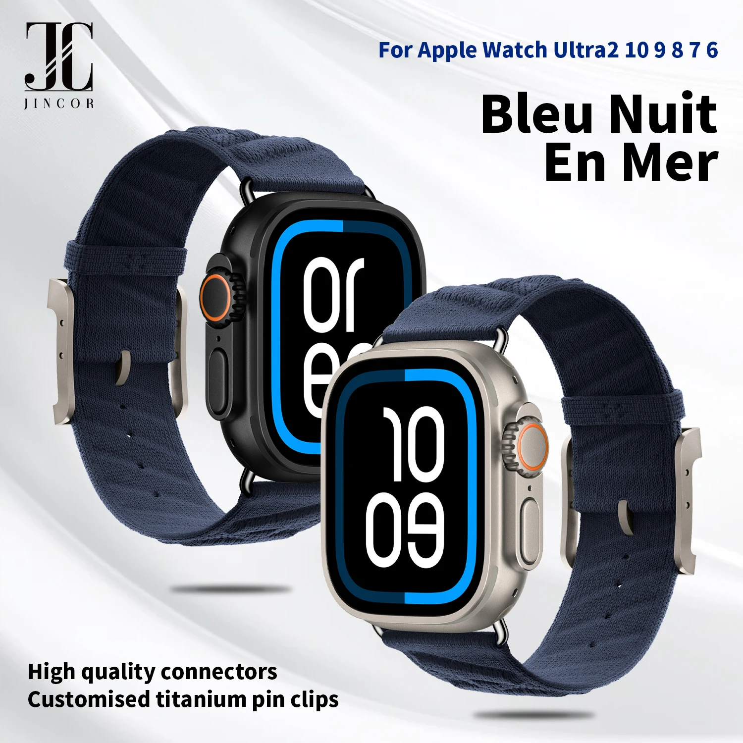 

Jincor New For Apple Watch H Ultra En Mer Band Strap Series 10 9 8 7 Bracelet 49MM 46MM 45MM 44MM Bleu Nuit Strap