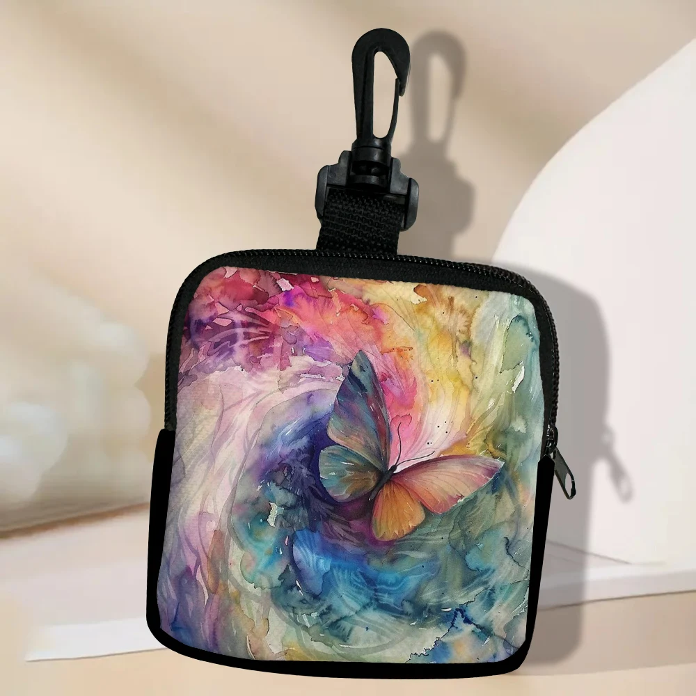 

Кошелек для монет на молнии с акварелью-бабочкой, женская простая сумка, посылка для карт, сумка для монет, кошелек для ключей, чехол для наушников 3,3