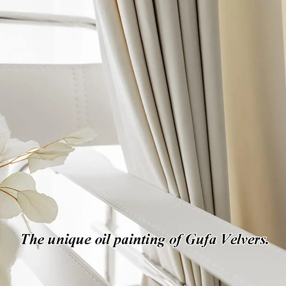 Luxury Blackout Curtains for Bedroom - Soft, Elegant French Style Panels with Hooks, Ideal for Living Room Privacy and Light Con