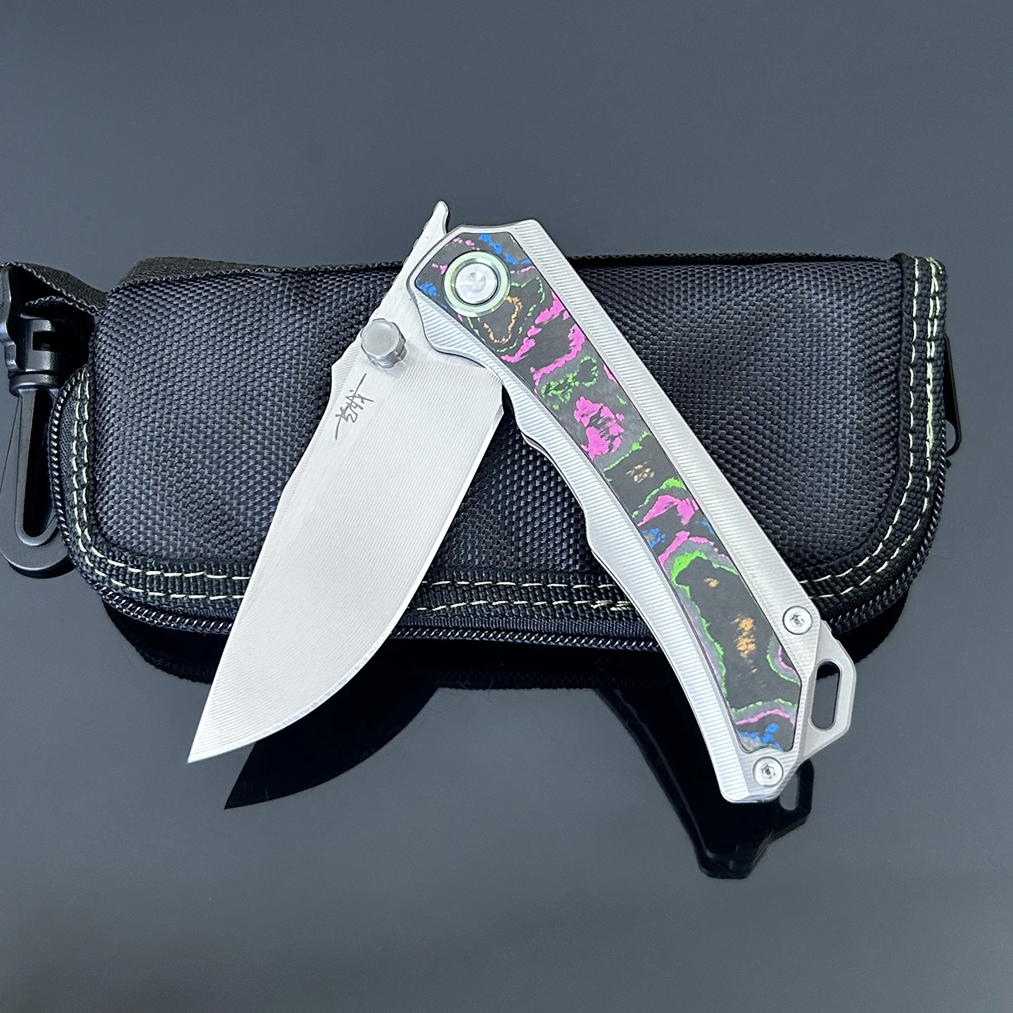 M390 Powder Steel Folding Knife TC4 Titanium With Color Carbon Fiber Inlay for Camping Hiking Survival Outdoor EDC Utility Tool