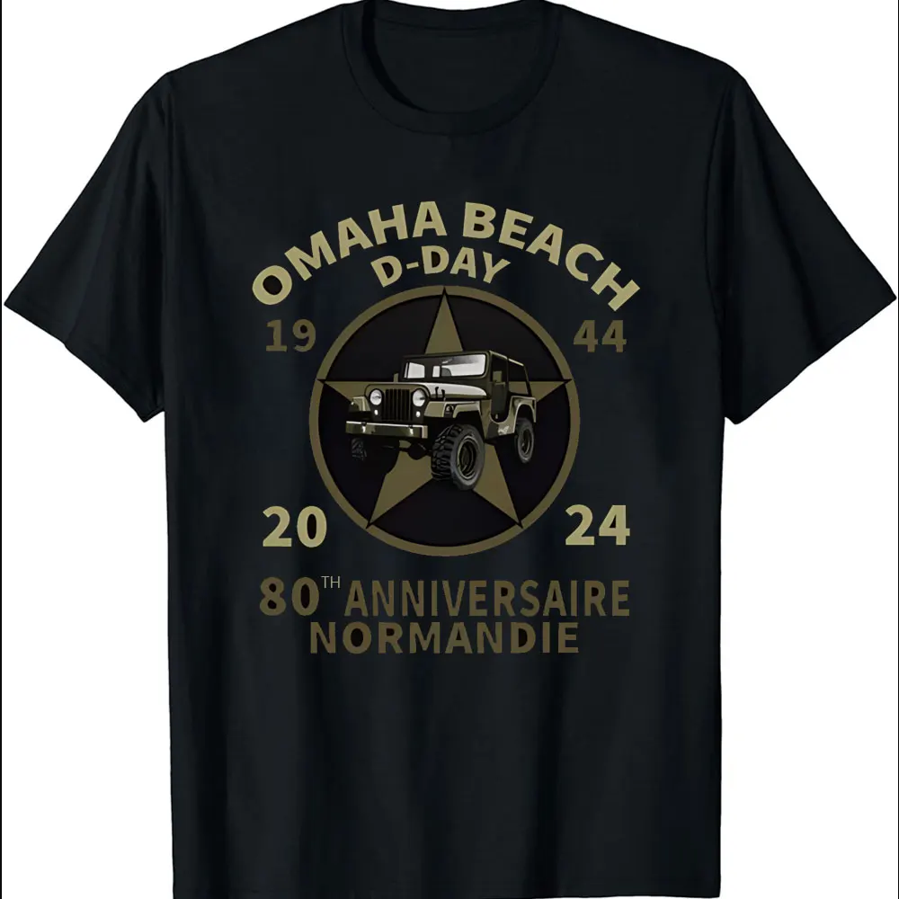 D-Day Shirt Omaha Beach Normandy Landings 80th Anniversary Veteran Retro T-Shirt Gift Remembrance Day WW2 Tee Operation Overlord