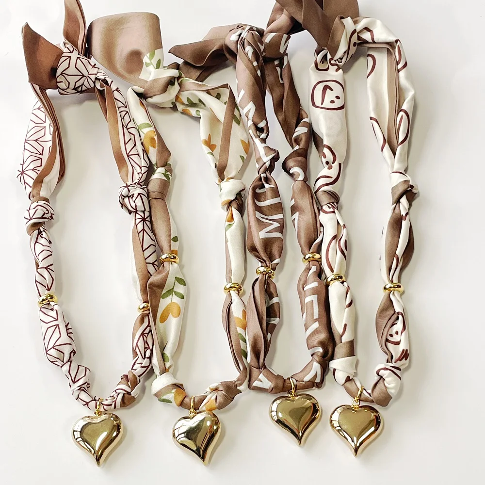 Cutie Bandana Scarf Necklace With Giant Heart, Cross, Sun, Star as a Centerpiece Statement Jewelry Daily Wear For Women Girls